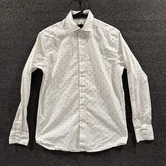 Linea Uomo Mens Medium Stretch Long Sleeve Button Down Shirt Anchor Casual - Picture 1 of 6